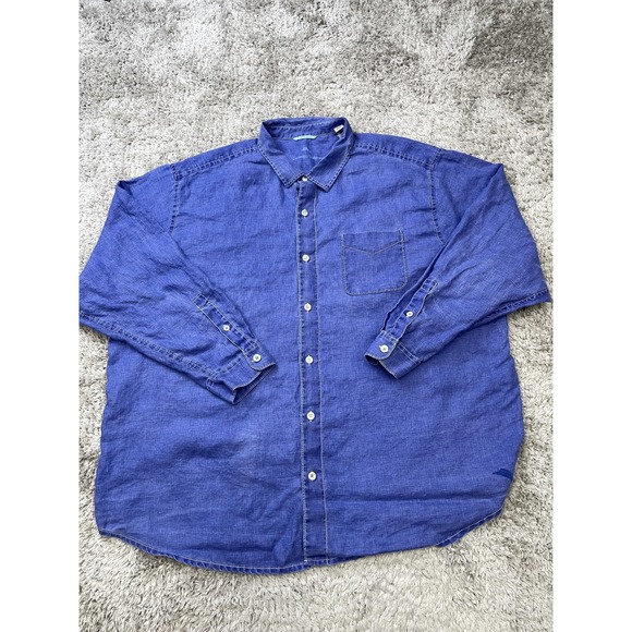 Tommy Bahama Shirt Mens 3XL Blue 100% Linen Long Sleeve Button Front Casual - Picture 1 of 10